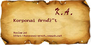 Korponai Arnót névjegykártya